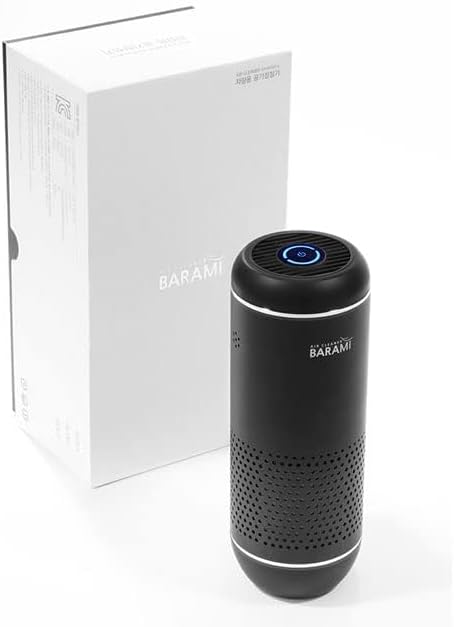 BARAMI-5_black | Portable Car Air Purifier - Photocatalytic &HEAPA filter, Air Freshener for Car, Home, Bedroom, Office, Travel etc. | Pet Odor Eliminator | Removes PM2.5 Dust,Smoke,Car Odor
