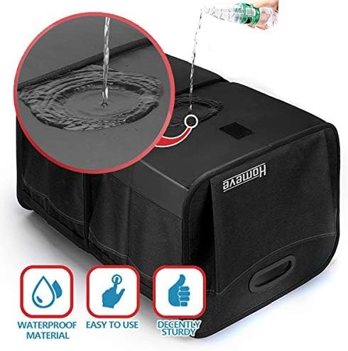 Homeve Car Trunk Organizer, Car Storage, Reinforced Handles, Collapsible Multi-Compartment Car Organizers, Foldable and Waterproof, 600D Oxford Polyester, Suitable for Any Car, SUV, Mini-Van, Black