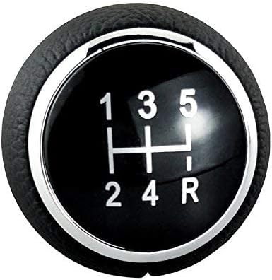 Lunsom Leather Stick Gear Knob 5 Speed Shifter Knobs Alloy Car Shifting Lever Head Fit Manual Automatic Transmission Vehicle (Black)
