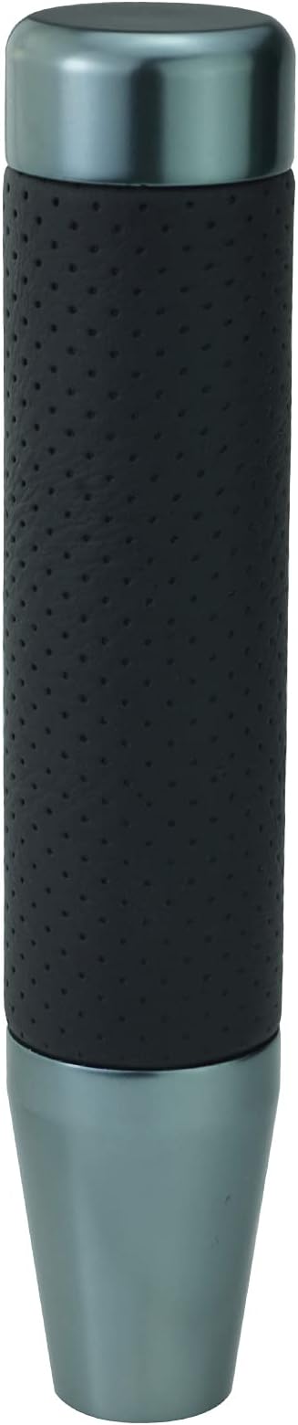 Lunsom Weighted Shifter Knob, Leather Aluminum Alloy Long Shift Knob Stick Handle Shifting Lever Head Gear Knob Fit for Most Manual Transmission Vehicle (Titanium)