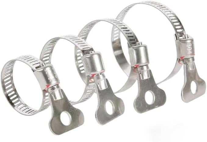 10-Piece Set of 304 Stainless Steel Hose Clamps, Adjustable Spiral Hose Clamps, Key type hose clamps for Plumbing, Automotive, Mechanical and More Applications (Size:18-32mm【11/16"-1 1/4"】)