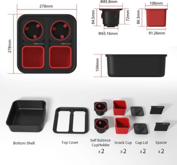 Couch KIT SELF Balancing Console Outdoor Indoor Cup Holder Original Tray - Drinks & Snacks Sofa Caddy, Table with Storage and Organizer - for Living Rooms, RV, and Cars, Black, for Gift (1)