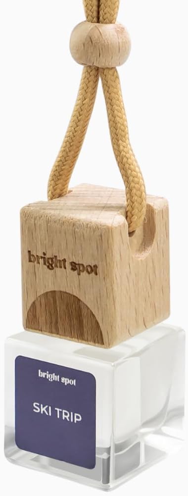 Bright Spot Ski Trip Car Air Freshener - Premium Car Hanging Oil Diffuser, Long-Lasting Fragrance up to 120 days for Auto & Home | Festive & Cozy | Pine, Amber, Musk | Non-Toxic