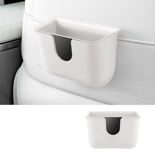Car Trash Can Storage Pockets - 100% Leak-Proof Organizer,Car Seat Back and Door Hanging Storage,Two Levels Above and Below (White)