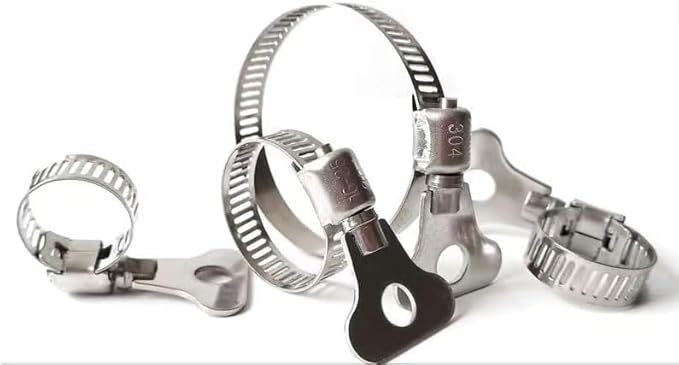10-Piece Set of 304 Stainless Steel Hose Clamps, Adjustable Spiral Hose Clamps, Key type hose clamps for Plumbing, Automotive, Mechanical and More Applications. (Size:21-38mm【13/16"-1 1/2"】）