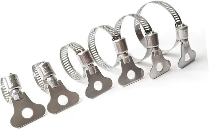 10-Piece Set of 304 Stainless Steel Hose Clamps, Adjustable Spiral Hose Clamps, Key type hose clamps for Plumbing, Automotive, Mechanical and More Applications.(Size:6-12mm【1/4"-1/2"】)