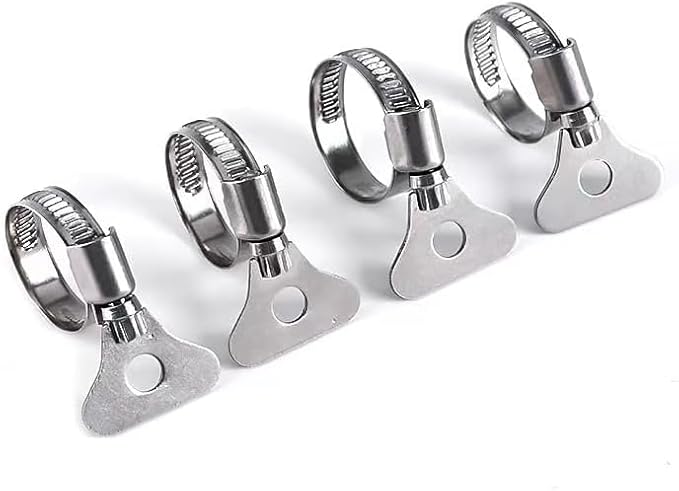 10-Piece Set of 304 Stainless Steel Hose Clamps, Adjustable Spiral Hose Clamps, Key type hose clamps for Plumbing, Automotive, Mechanical and More Applications.(Size:16-25mm【5/8"-1"】)