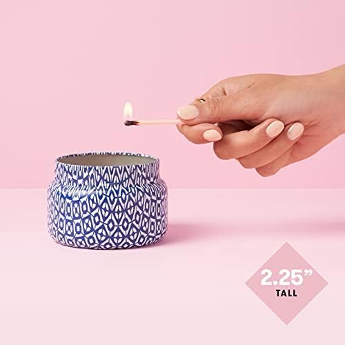 Capri Blue Volcano Printed Travel Tin Jar Candle - Luxury Candle with a Long Lasting Soy Wax Blend - Scented with Tropical & Fruity Fragrance (Blue Color, 8.5 oz)