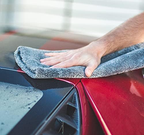The Rag Company - Eagle Edgeless 600 - Professional Korean 70/30 Blend Super Plush, Microfiber Auto Detailing Towels, Buffing & Polishing, 600gsm, 16in x 16in, Dark Grey (3-Pack)