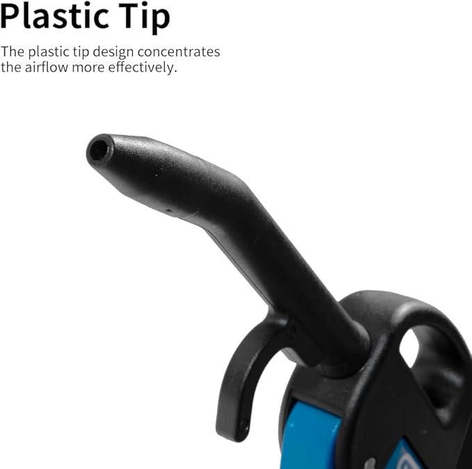 1/4" NPT Angled Quiet Blow Gun Compressed Air Tool, 4.2-in Long Reach & Scratch-Free ABS Nozzle for Engine Bay & Interior Cleaning