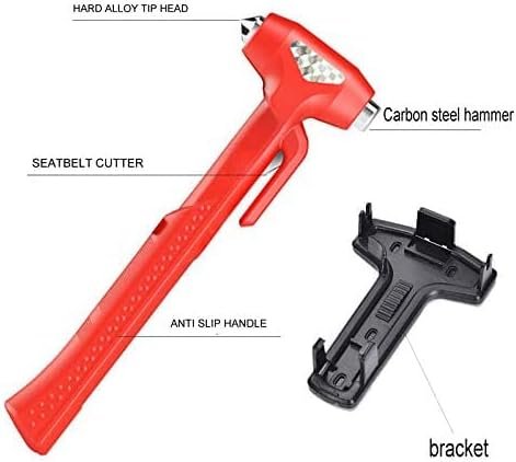 Car Window Breaker, Glass Breaker and Seatbelt Cutter, Emergency Car Glass Safety Hammer, Window Punch Seatbelt Cutter for Family Rescue & Auto Escape Tools(Red)