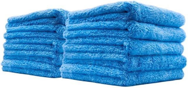 Ethos Plush 470 Microfiber Towels for Cars - Premium Car Detailing Towels - Edgeless Ultrasoft Micro Fiber Cloth for Car Wash, Interior & Exterior (10 - Prime Blue 470GSM)
