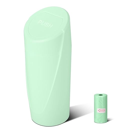 Car Trash Can Bin with Lid - Car Garbage Can Cup Holder - Green Mini Leakproof Vehicle Trash Garbage Can Bin with 20pcs Trash Bags-Car Organizers and Storage for Front Back Seat Accessories