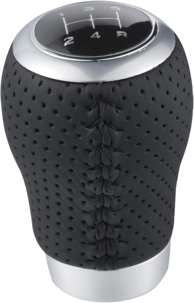 Lunsom 5 Speed Gear Shift Knob, Manual Shifter Head Leather Car Gear Lever Stick Shift Handle Transmission Gear Shift Lever Knob (Black Suture)