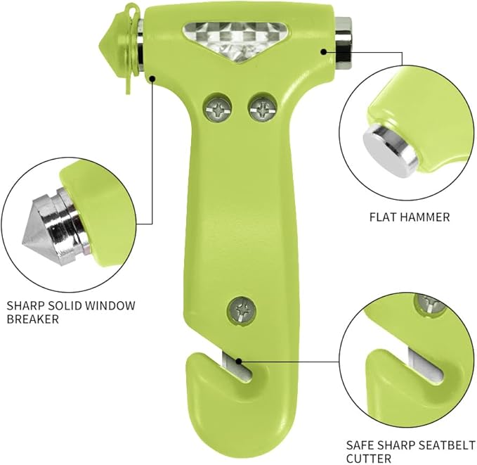 2-Pack Car Safety Hammer, Auto Emergency Escape Hammer with Window Breaker and Seat Belt Cutter, Emergency Escape Tool for Car Accidents, Glow in The Dark