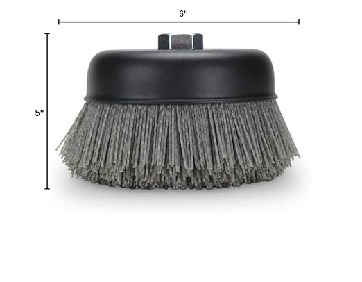 BHA 6" Abrasive Filament Nylon Bristle Cup Brush, 5/8"-11 Thread Arbor - Gray (80 Grit)