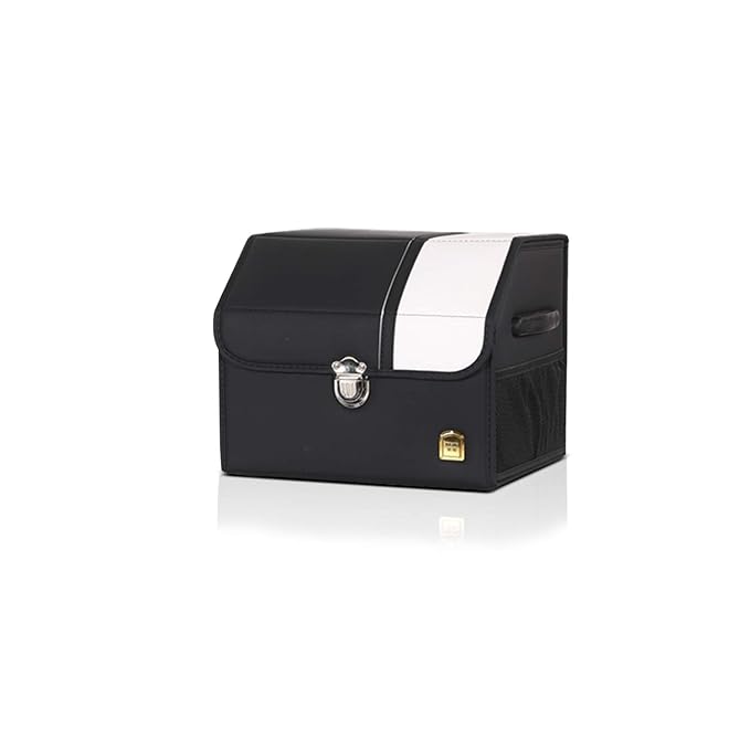 Ergocar Car Trunk Organizer Luxury Foldable Car Boot Tidy Storage Box Waterproof Leopard Car Boot Storage Organiser for Car/SUV/Truck/Auto (Black-S)