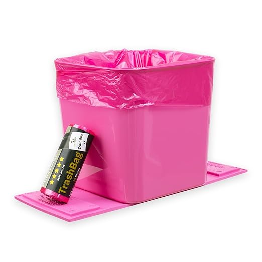 Car Trash Can – Leakproof 1.4 Gallon Compact Garbage Bin with Stability Flap & Anti-Slip Base | Portable Trash Holder for Cars, Trucks, SUVs, Minivans – Includes Trash Bags (Pink, Large)