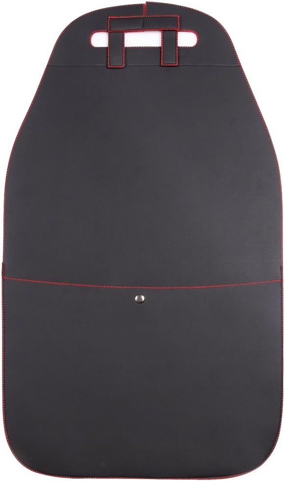 HCMAX 2 Pack Kick Mat Car Seat Back Protector Waterproof Easy to Clean Multifunctional Organizer Storage Bag Travel Accessory PU Leather Black-Red