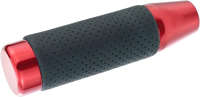 Lunsom 5" Heavy Gear Shifter Stick Knob Replacement Leather Covered Shift Lever Grip Handle Fit Most Manual Auto Cars (Black Red)