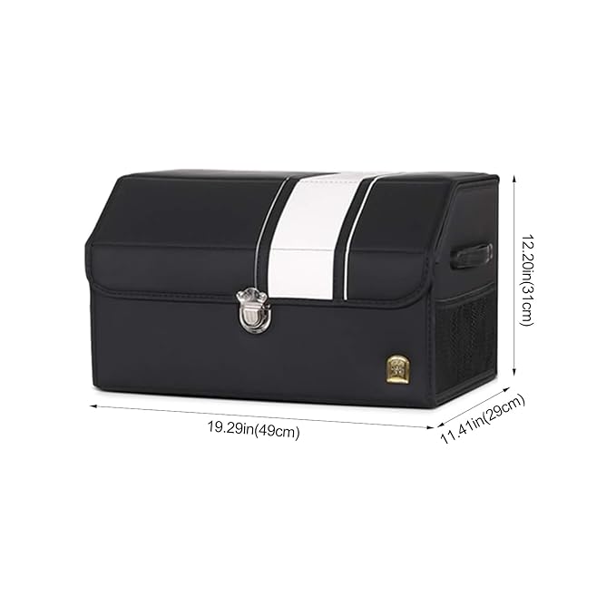 Ergocar Foldable Car Trunk Organizer, Luxury Leopard Print, 3-Compartment, Waterproof, Black