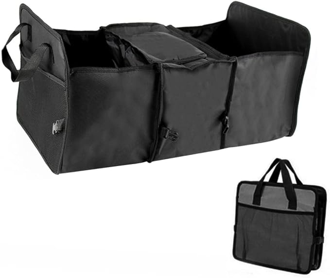 Car Storage Organizer Large Insulated Trunk Storage Bag for Suv and Van Multipurpose Design with Strong Structure and Ample Capacity Black