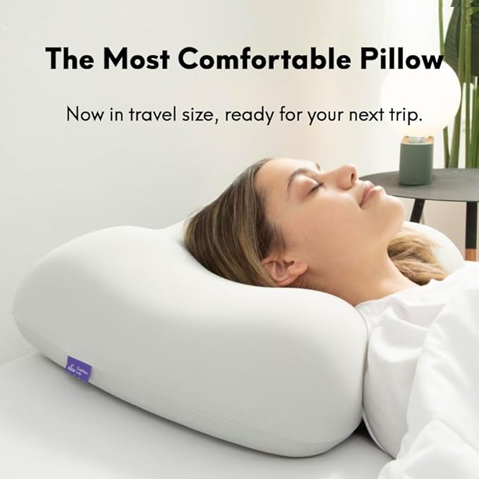 Cushion Lab Travel Deep Sleep Pillow – Compact Memory Foam Neck Pillow for Sleeping, Portable Pillow for Hotels, Camping, Side & Back Sleepers, On-The-Go – Wellness Green