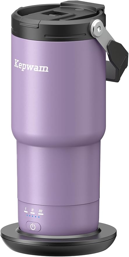 Self-Heating Travel Mug 20oz, Temperature-Controlled Coffee Warmer Mug, Smart Travel Coffee Mug Keep Coffee Drinks Hot, Heated Mug Great for Driver Outdoor Fits Car Cup Holders