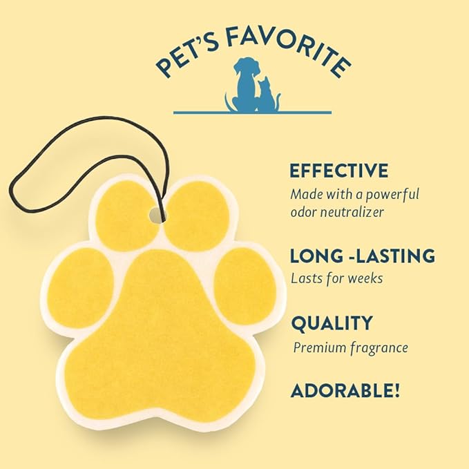 Pet’s Favorite Car Air Freshener - Lemon Zest Pack of 3 - Non-toxic Car Air Freshener - Pet-Friendly Air Freshener For Small Spaces & Car - Hanging Odor Eliminating Air Freshener