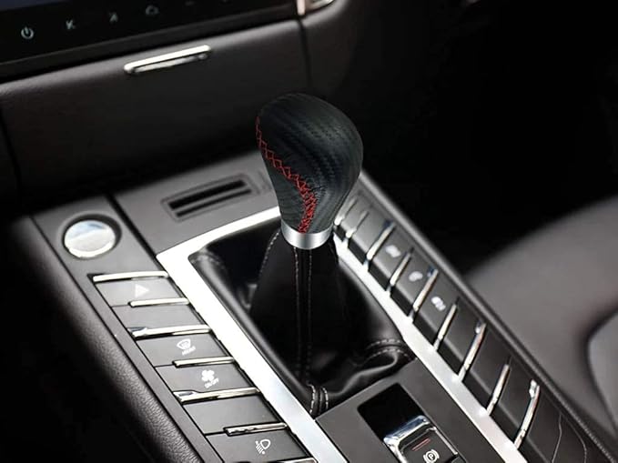Lunsom Leather Shifter Knob R Style Shift Stick Handle Head Car Gear Lever Accessory for Most Manual Transmission Vehicle (Black)