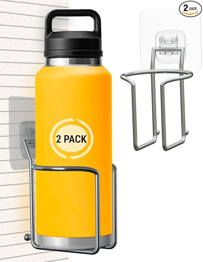 Skywin Large Cup, Water Bottle & Tumbler Holder Organizer (Adhesive Mount)- 2 Pack – Heavy-Duty Stainless Steel Drink Holder for Boats, Trucks, Cars, RVs & Yachts, Fits Large Tumblers, Bottles & Cans
