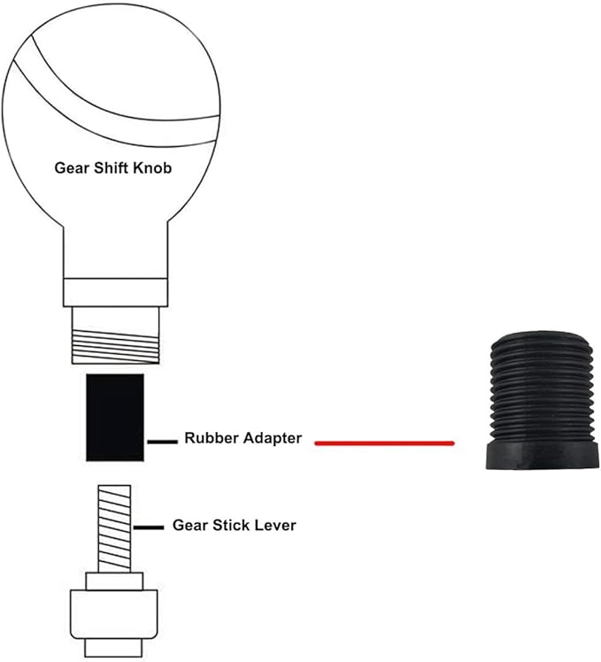 Lunsom 5" Heavy Gear Shifter Stick Knob Replacement Leather Covered Shift Lever Grip Handle Fit Most Manual Auto Cars (Black Red)