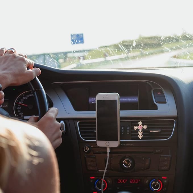 ZOSTLAND Rhinestone Car Decorative Clip,Car Air Fresheners,Metal Vent Clip,Bling Auto Air Vent,Personalized Automotive Interior Decoration Accessories,Auto Decor Gift for women,men (2pcs Cross)