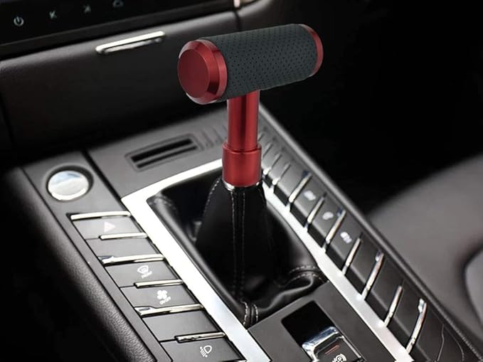 Lunsom Shifter Knob, Gear Shifting Lever Stick Shift Handle Head Type T Gear Shift Knob Fit for Manual Transmission Vehicle (Red)