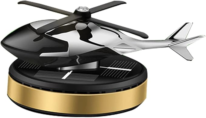 Upgraded AL Alloy Helicopter Aromatherapy Solar Rotating Air Freshener, Home and Car Interior Decoration Accessories (Gold)