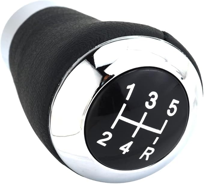 Lunsom 5 Speed Gear Shift Knob, Manual Automatic Gear Stick Head Leather Car Stick Shifting Lever Shifter Handle Fit Most Transmission Vehicle (Black)