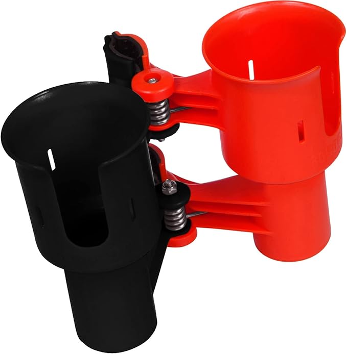 ROBOCUP, Patented Boat Cup Holder, Clamp on Portable Storage Caddy Securely Holds 2 Drinks, Fishing Poles, Tools, Marine Gear | Perfect for Boating, Beach Umbrellas, Golf Carts