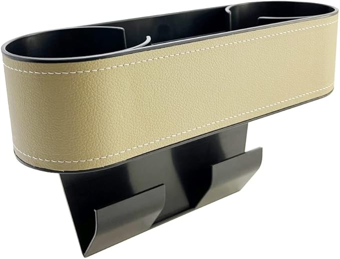 Car Cup Holder Expander Organizer,Multifunctional Cup Drink Holders with PU Leather Cover,Side Insert Center Console Seat Gap Filler Storage Box for Mug Bottle CellPhones Keys Coffee Coasters Cards