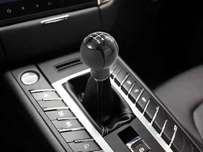 Lunsom Car Shifter Knob 5 Speed Gear Stick Head, Leather Ball Gear Shifting Knob Short Shift Lever Handle Head Fit Most Manual Transmission (Black)