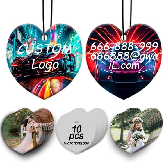 10/20/50/100/Pcs Custom Air Freshener for Car Bulk, Personalized Air Fresheners for Car,Smell Air Fresheners With Picture Text, Hanging Ornaments for Rear View Mirror. (Heart-shaped)