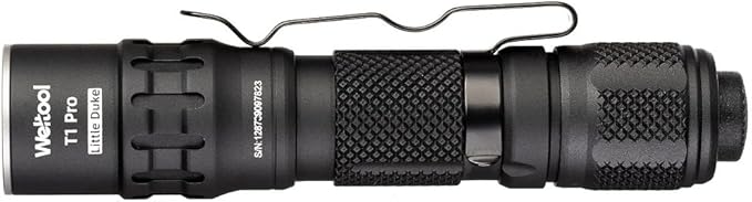 Weltool T1 Pro Mini Flashlight with Pocket Clip,Throwing Distance 313 Meters, 24,500 Candela for EDC,Hiking,Camping,Emergency Lighting (Black)