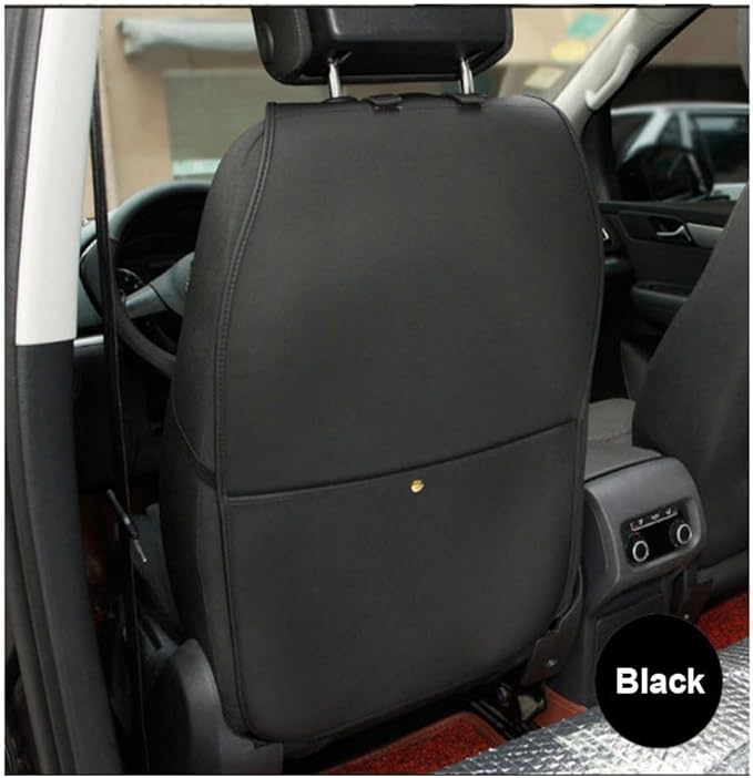HCMAX 2 Pack Kick Mat Car Seat Back Protector Waterproof Easy to Clean Multifunctional Organizer Storage Bag Travel Accessory PU Leather Black