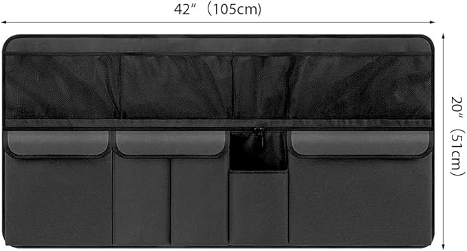 Hanging Car Trunk Organizer, Collapsible Backseat Storage Bag with 8 Large Pockets for Medium or Large Size SUV, Truck, MPV, Car Interior Accessories (Black)