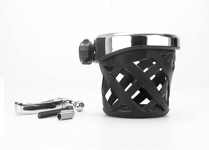 Motorcycle Cup Holder for Harley Davidson Road Glide Limited, Mesh Basket Drink Water Bottle Holder for Honda Gold Wing GL 1800 (Silver)