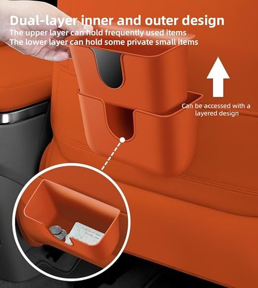 Car Trash Can Storage Pockets - 100% Leak-Proof Organizer,Car Seat Back and Door Hanging Storage,Two Levels Above and Below (Black)