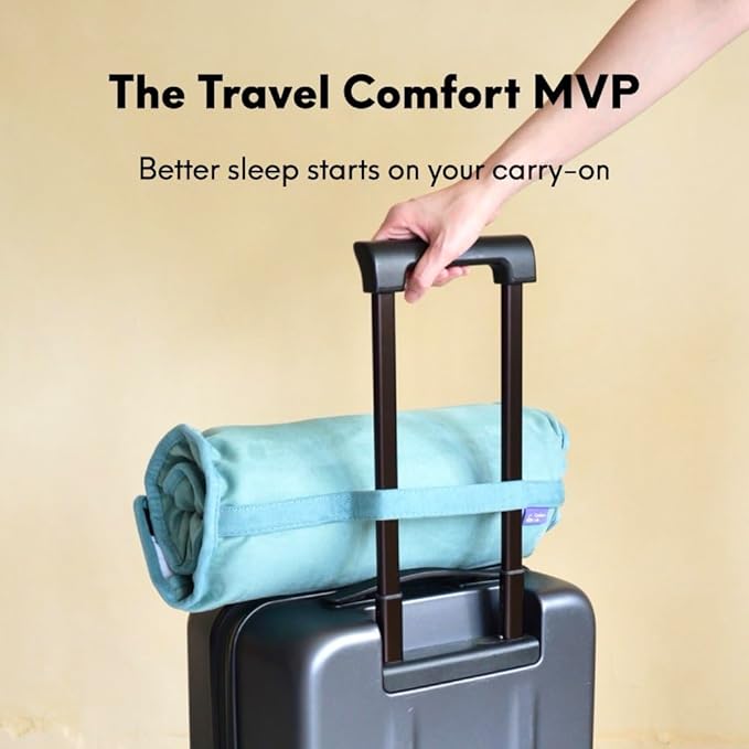 Cushion Lab Travel Deep Sleep Pillow – Compact Memory Foam Neck Pillow for Sleeping, Portable Pillow for Hotels, Camping, Side & Back Sleepers, On-The-Go – Wellness Green