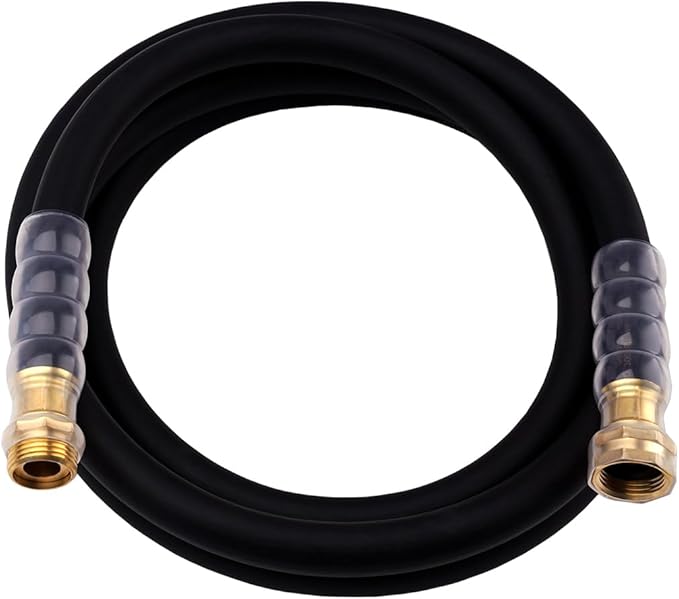 Heavy Duty Premium Garden Hose 10ft x 5/8", 300PSI Working, 1000PSI Burst, Hybrid Rubber Water Hose with Transparent Swivel Handle - Hot/Cold Water - Five Layered Braiding with Brass fittings (Black)