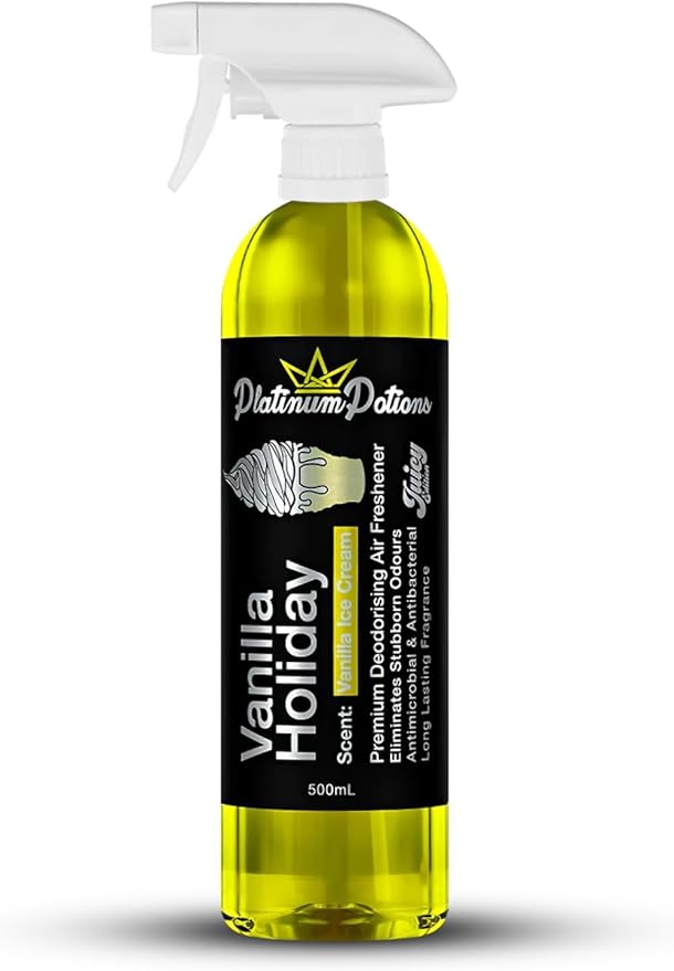 Water-Based Car Air Freshener Spray | Luxury Automotive Deodorizer | Mold-Resistant Formula | Eliminates Odors and Refreshes Vehicle Interior | 17 fl oz | Vanilla Holiday