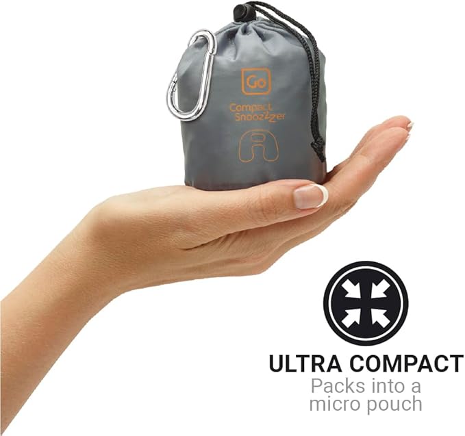 Go Travel Compact Snoozzzer, Comfortable Travel Pillow for Uninterrupted Sleep, Inflatable Neck Pillow for Airplane, Bus, Car, and Train, Travel Essentials, Black