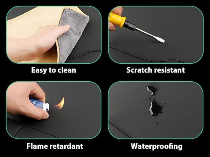 HCMAX 2 Pack Kick Mat Car Seat Back Protector Waterproof Easy to Clean Multifunctional Organizer Storage Bag Travel Accessory PU Leather Black